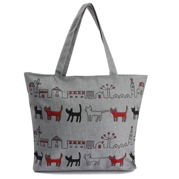 

asds-женщина холст леди плечо сумка сумка tote сумки zip мультизонная кошки
