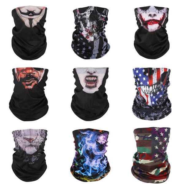 

d5fk3 3d seamless mask ghost balaclava sport face headband jokers skull magic bandana cycling skull scarf halloween face mask#581, Blue;black