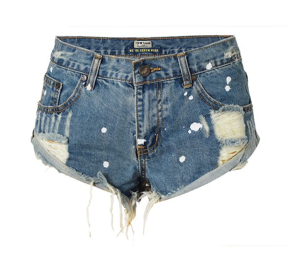 

women ripped denim shorts ladies'casual mid waist cuff jeans shorts beach pocket hole casual female, White;black