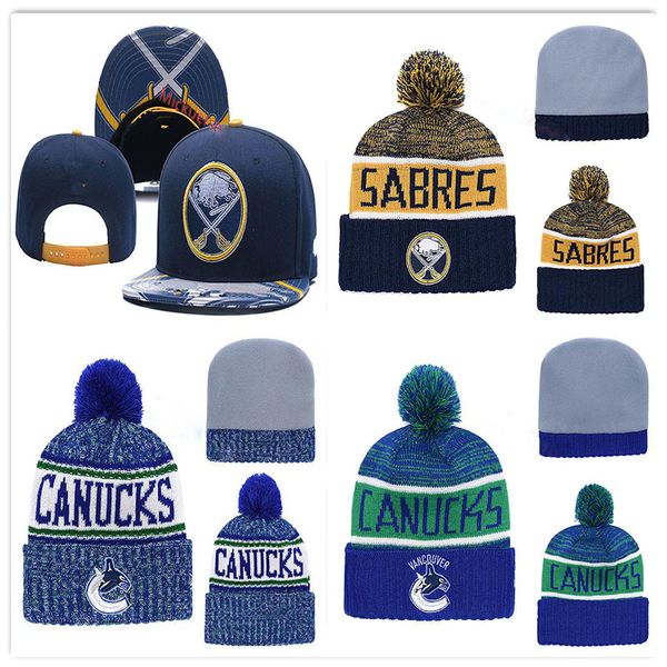 

2018 New Vancouver Canucks Knit Hat embroidered white grey black Yellow Buffalo Sabres Snapback Caps one size fit most