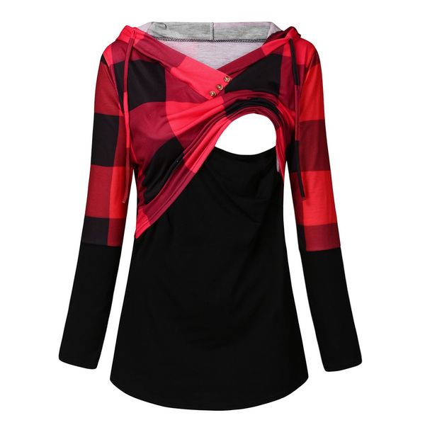 

2019 maternity long sleeve plaid hoodie nursing sweatshirts for breastfeeding maternidad hoodies maternity pregnant clothes, White