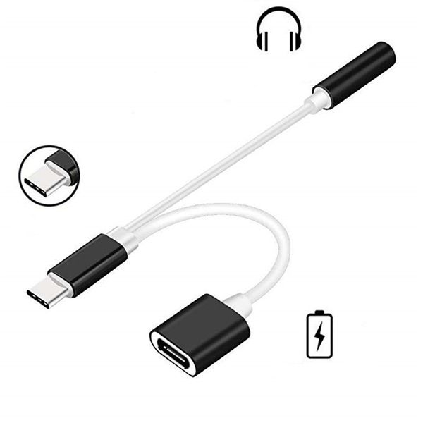 

2 in 1 audio adapter type-c 2 to 3.5mm aux headphone jack