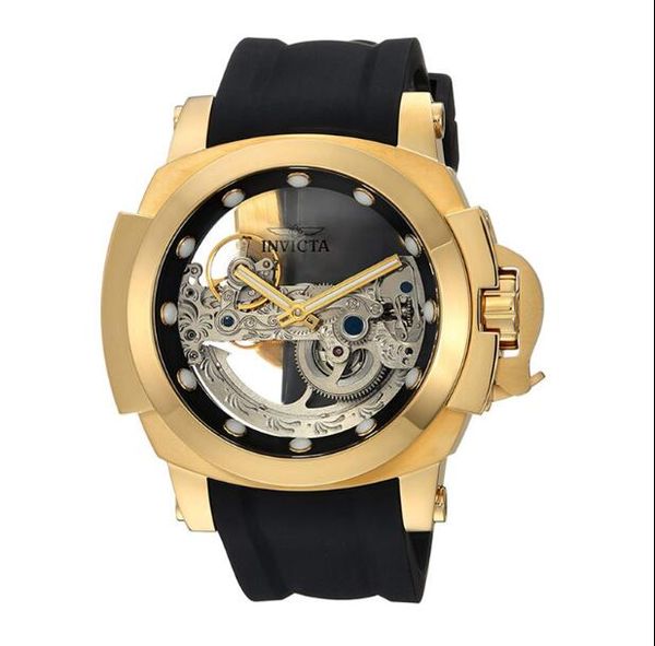 

Invicta Reserve Model-24708 выдалбливают задний Болт Zeus Tourbillon позолоченный силиконовый пояс мужские механические часы