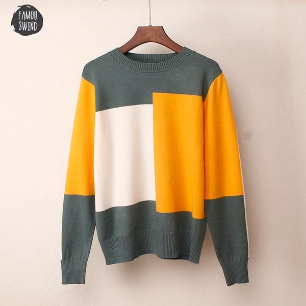 

multicolor femme women sweater autumn winter new o neck knitted jumper loose casual warm drop shipping, White;black