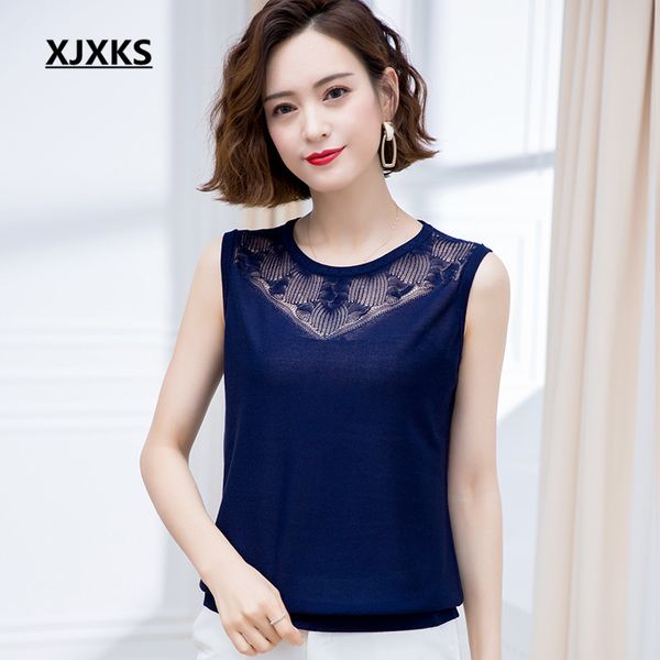 

xjxks solid color all-match2020 summer new women sleeveless casual comfortable women thin waistcoat, White