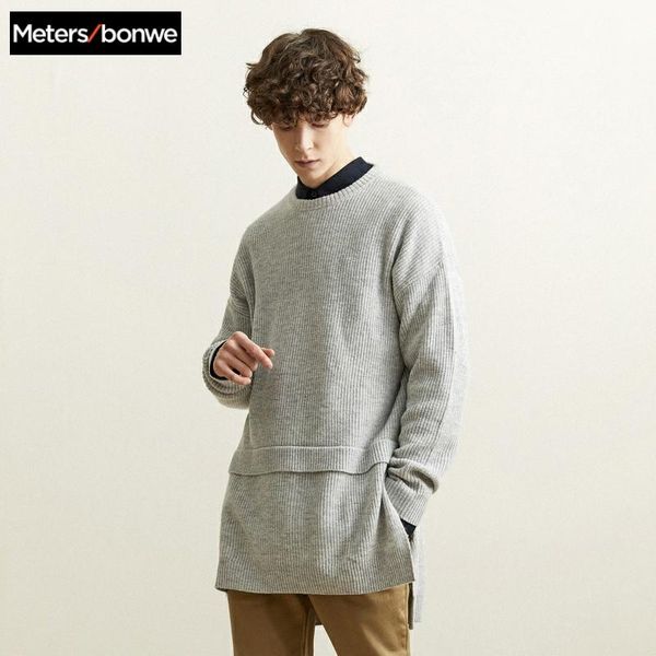 

metersbonwe new long sweater men fashion long sleeve knitted men's handsome leisure cotton sweater clothes, White;black