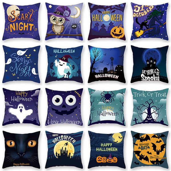 

halloween owl pumpkin skull printed peach flannel pillowcase sofa office pillow cushion cover home sofa decoration t3i5125