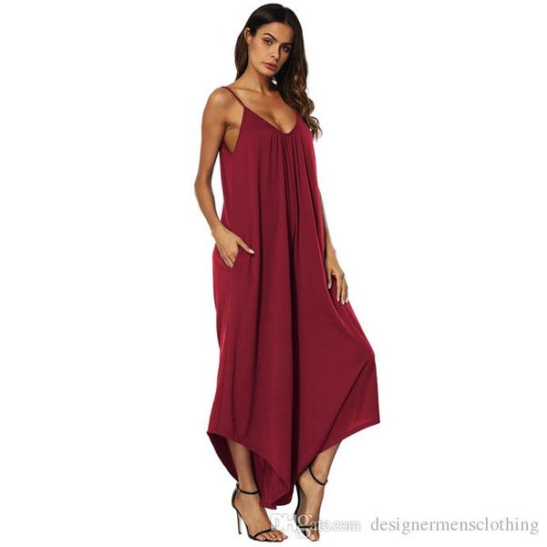 

new arrival womens jumpsuits summer deep v-neck loose one piece suits girls halter dress female clothes, Black;white