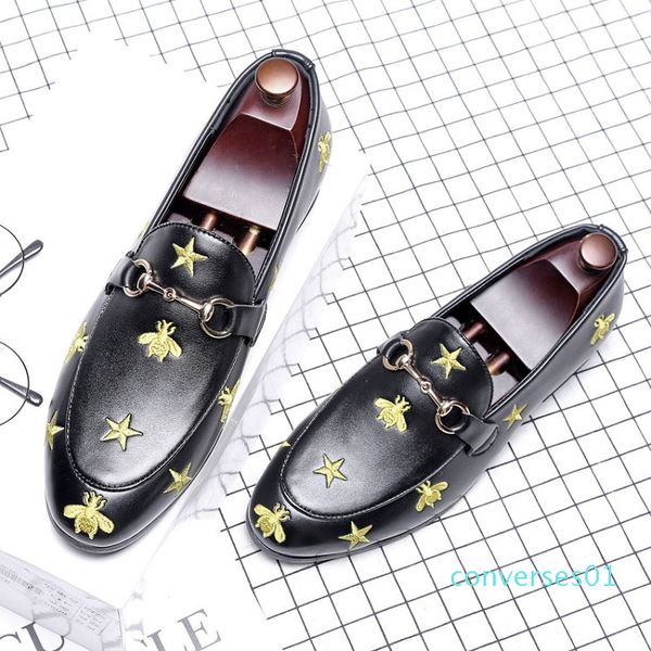 

luxury men dress shoes high british style bee rrivet causal luxury shoes mens loafers moccasins italian men wedding shoes q-499 co01, Black