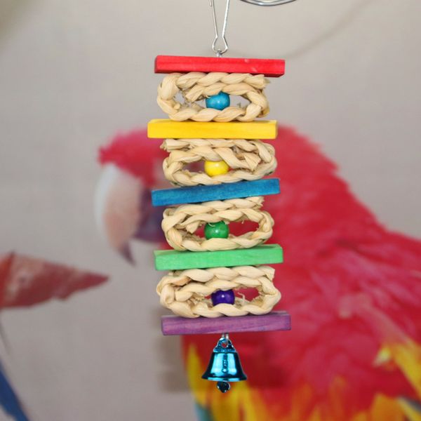

parrot articles pets birds gnaw corn leather beads hemp flowers string to climb toys