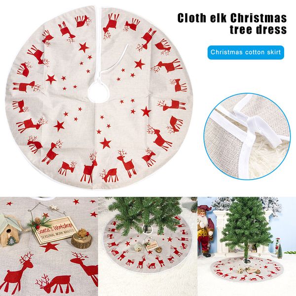 

christmas 100cm elk printed fabric mat christmas tree decoration tree skirt -best