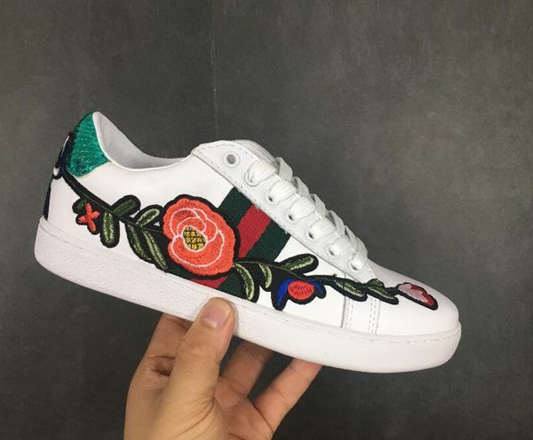 

gucci вышивка маленькая пчела мода мужчины женщины маленький белый плоский outdoorcasual обувь печати обувь мужская повседневная плоская обу, Black