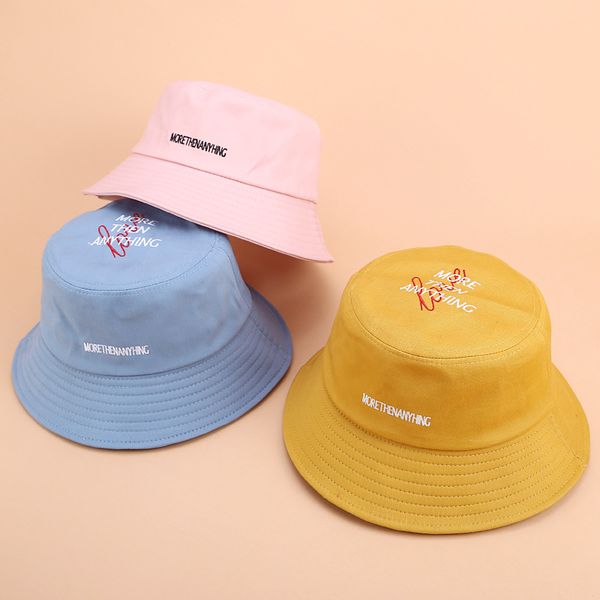 

bucket hat hip hop letters embroidery fisherman hat women foldable flat cotton visor summer leisure fishing cap men