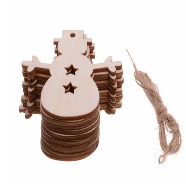 

10pcs/ lot snowflake star santa claus boots bells christmas tree hanging wooden ornaments party christmas decorations for home