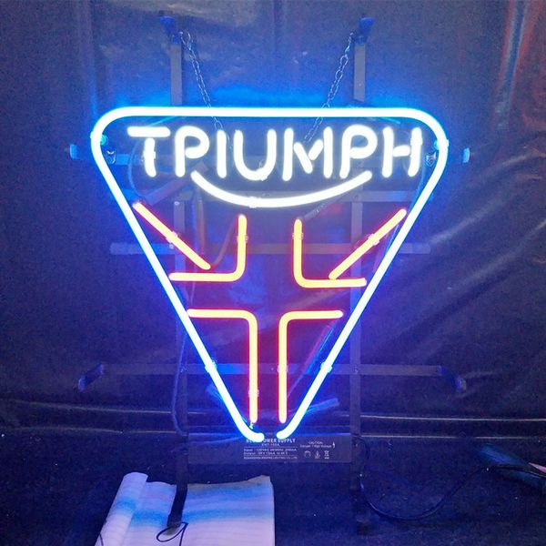 

factory made tpiumph neon beer sign design real advertising bar home decoration art gift display neon light metal frame 17'' 24&#0