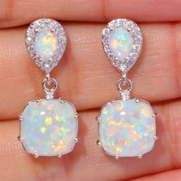 Kadınlar için opal damla küpeler yangın opal pentientes düğün küpe mücevher brincos hediyeler renk gümüş küpe