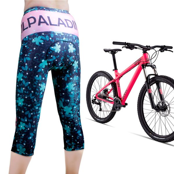 

ilpaladino summer cycling pants women 3d padded outdoor sports running shorts bike bicycle cropped trousers 3/4 capri pants, Black