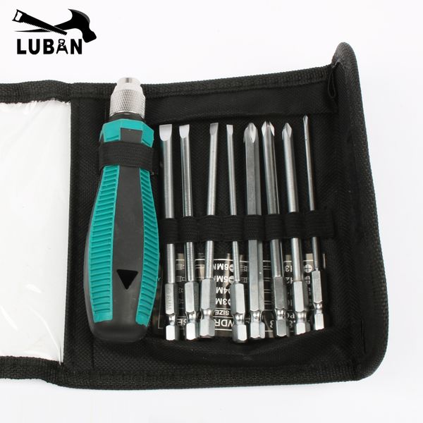 

9pcs/set precision screwdriver bit set no.8108 9 in 1 screwdrivers kit bag 8 insert bits+1pcs rubber handle hand tool setluban