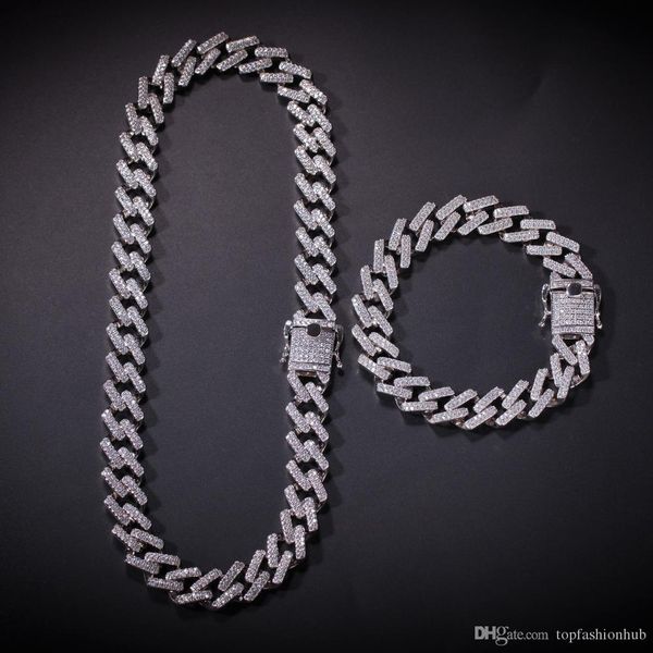 

hip hop necklace strip miami cuban chain zircon-studded hip-hop necklace for men european and american accessories hot, Silver