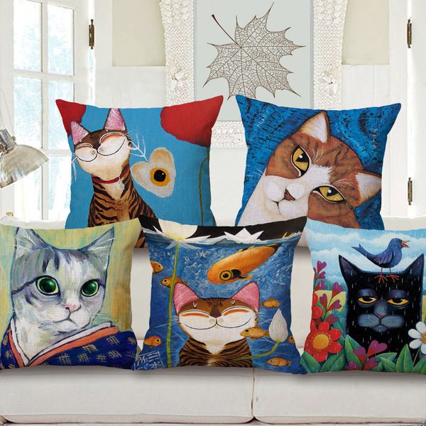 

oil painting kitty embrace pillow case home furnishing sofa cushion come picture customize