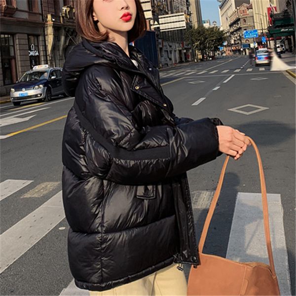

solid hooded solid thickening pocket parka jacket winter padded coat 2019 new women warm cotton womens overcoat casaco female, Tan;black