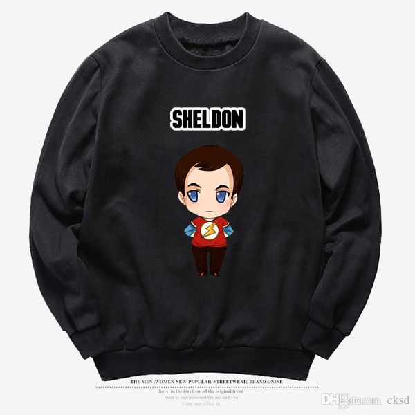 

new arrived women's designer hoodies o-neck the big bang theory sheldon cartoon printing hooded long sleeve cotton women hooded dhbowy4, Black