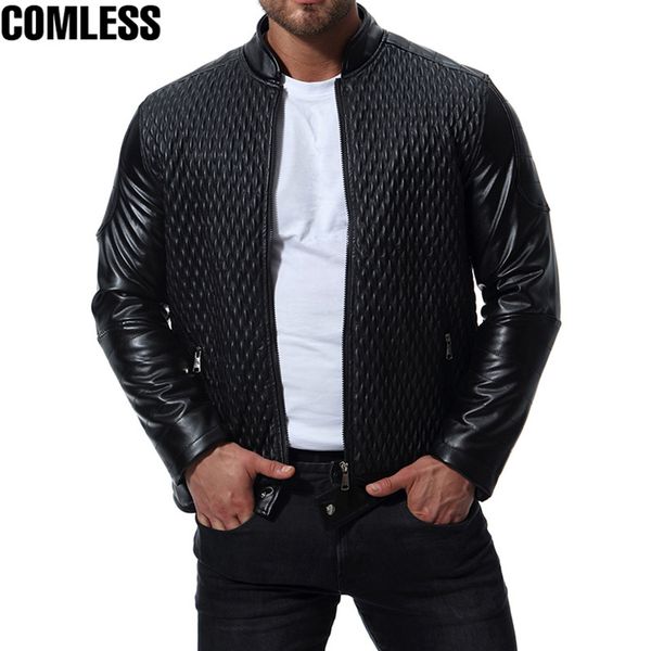 

new fashion men's pu jackets coats motorcycle leather jacket 2019 men faux leather clothing male casual clothes plus size xxxl, Black