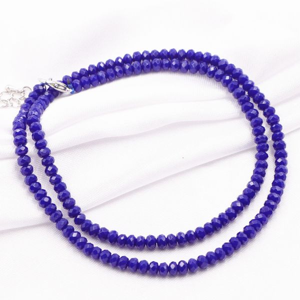 

charms women choker necklace natural stone jades chain necklaces exquisite 2x4mm crystal abacus collares jewelry 18" a809, Golden;silver