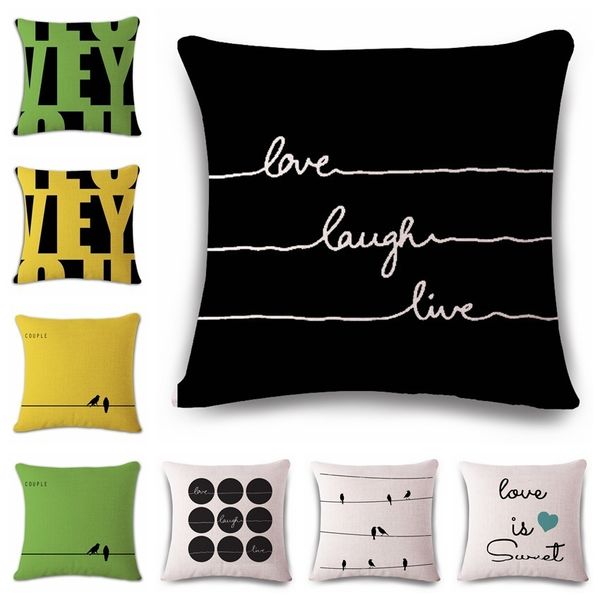 

birdie cartoon hand cotton flax pillow back cushion