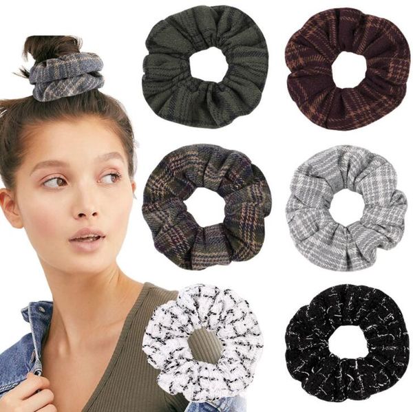 

ins womens hair scrunchies elastic hair bands girls headwear soft elastic bandage fashion ornaments fabric large intestine circle, Slivery;white