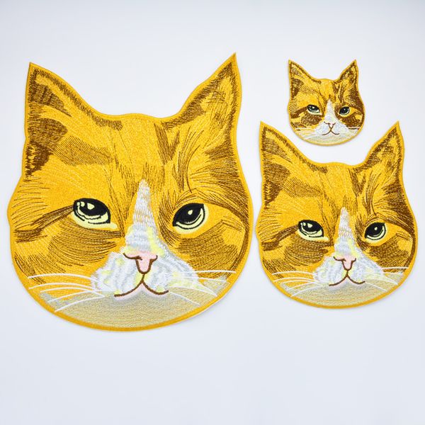 

вышивка больших жиры кошки заплаты для курток, вышитые кошки значков аппликаций для джинсов, мультфильмы патчей для одежды ch02603, Black