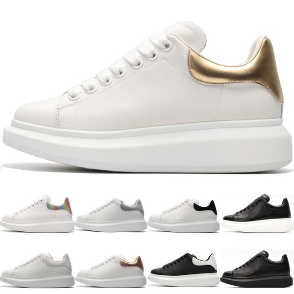 

Top Quality men Leather Sneaker Shoes Luxury Mens Women Fashion Triple Black White Gold Leather Platform Shoes Flat Casual Shoes size 36-44