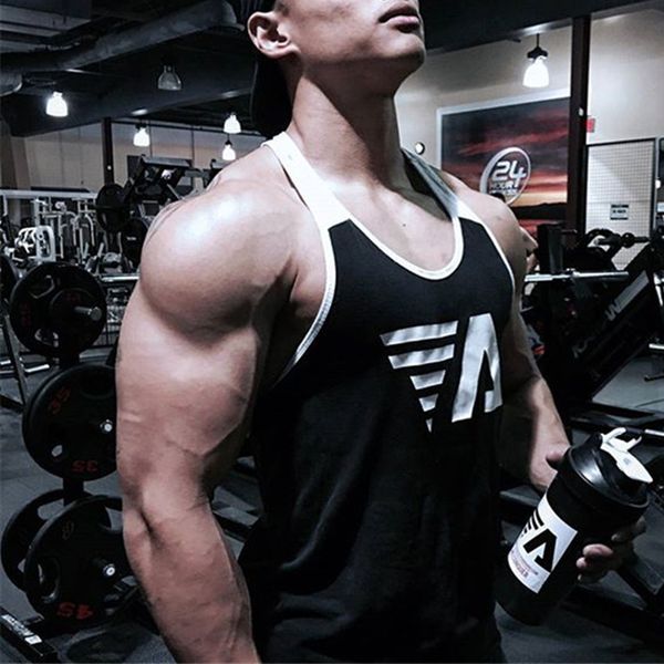 

2019 men' training tank sleeveless fashionable quick-drying sportswear gym training, White;black