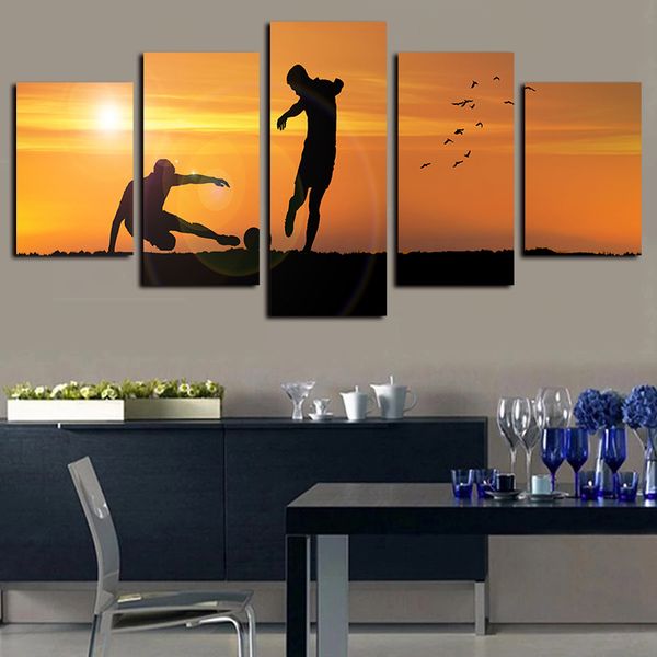 

5 panels football sunset game poster artworks giclee canvas wall art for kid home decor abstract poster canvas print oil painting