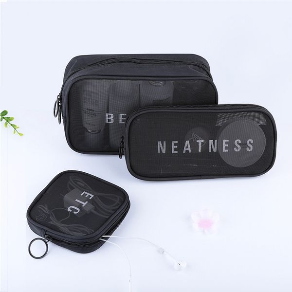 

travelfashion multi-function nylon size cosmetic bag portable ladies transparent mesh wash bag digital storage finishing package