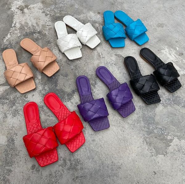 

new season women flats weave slippers fashion mules seaside holiday sandals flip flops slippers outdoors non-slip slippers, Black