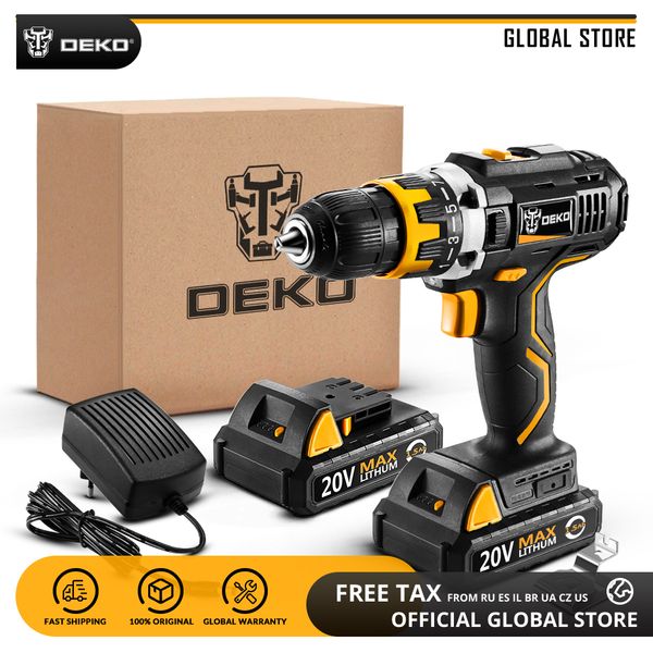 

deko gcd20du2 20v max power tool variable speed electric screwdriver with led light home diy cordless drill 2 lithium battery