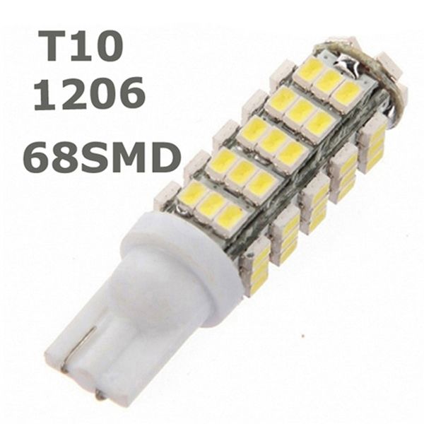 

20x t10 68led bulb 1206 68 smd led car t10 68smd 1206/3020 w5w 194 927 161 side wedge light lamp for license plate lights