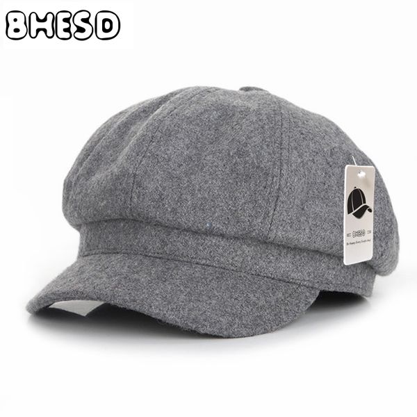 

bhesd 2017 autumn warm grey woolen french beret hat female artist flat cap men eight-klap cap feminino boina chapeu bone jy149, Blue;gray