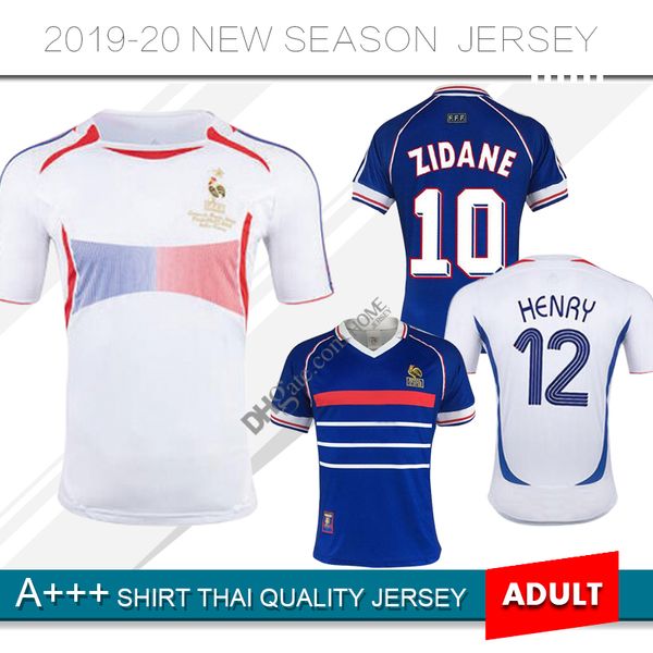 

2006 1998 france home away retro vintage zidane henry maillot de foot zidane occer jer ey uniform football hirt