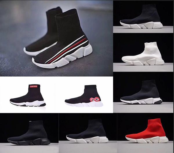 

2018 wholesale casual shoes Paris Famous luxury brand shoe with black mens texture sole outdoors designer Sock Shoes for women size 36-47