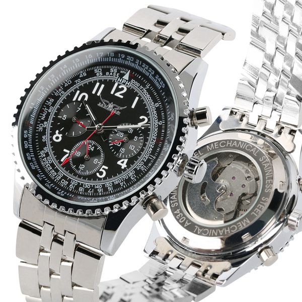 

jaragar watches men's luxury automatic mechanical watch men clock man stainless steel men's wrist watch reloj hombre 2019, Slivery;brown