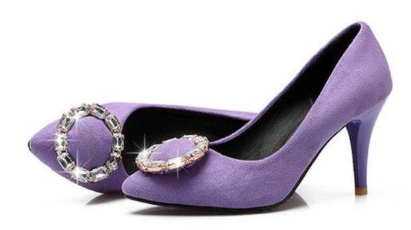 

2019 suede women's shoes in spring and autumn with new style high heel fine heel pointed end water drill, Black