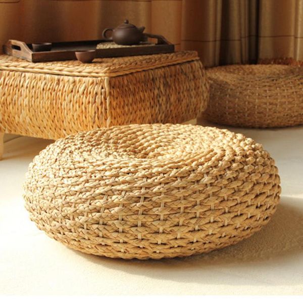 

rustic round rattan tea ceremony straw cushion