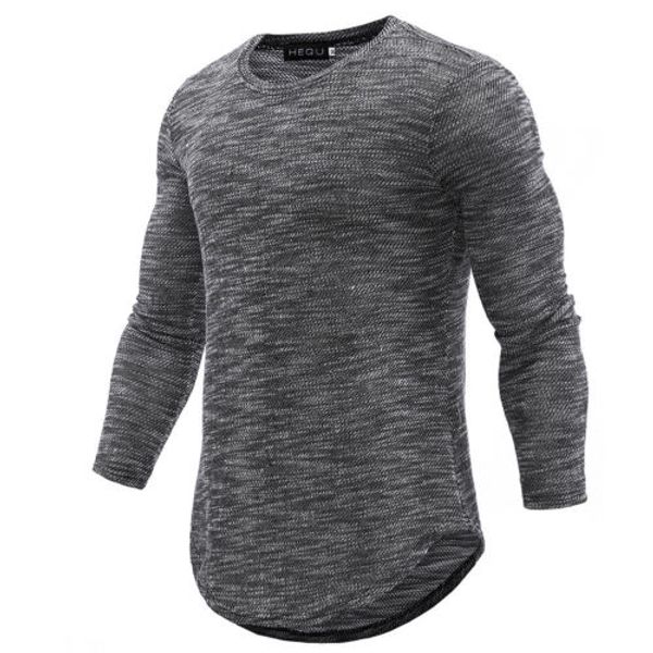 

2018 fashion men slim fit knitted long sleeve sweatshirts casual solid, Black