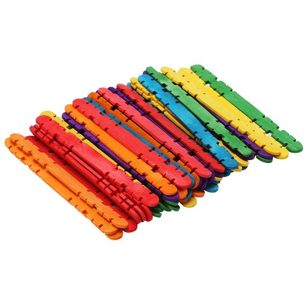 

50pcs/lot creative wooden diy crafts colorful ice cream wood sticks match stick children handmade house toys food diy materials