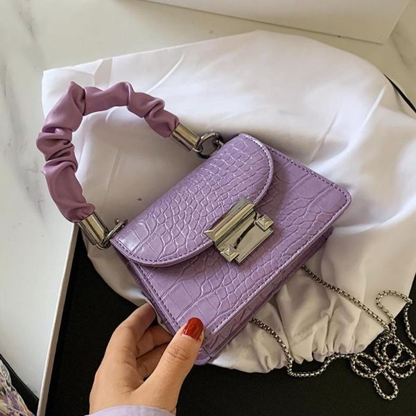 

crocodile pattern mini square tote bag 2020 new high-quality leather women's designer handbag lock chain shoulder messenger bag
