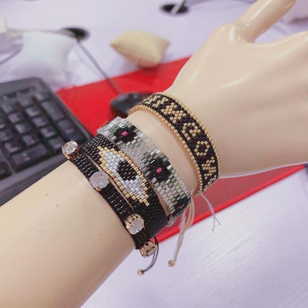 

evil eye pulseras miyuki bracelet jewelry silver beaded cuff black bracelet 2019 ms. bileklik gift, Golden;silver