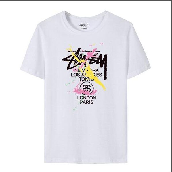 

a13 men's women'short-sleeved cotton summer printing pattern loose version of the upper body super handsome fashion trend men&#039, White