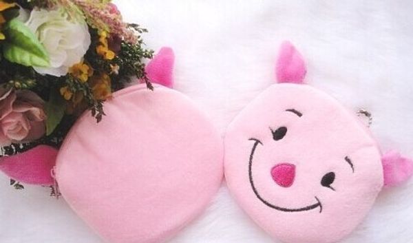 

cute pink piggies cartoon plush 10cm hand coin bag pouch ; purse & wallet case keychain pendant storage bag pouch handbag case, Red;black